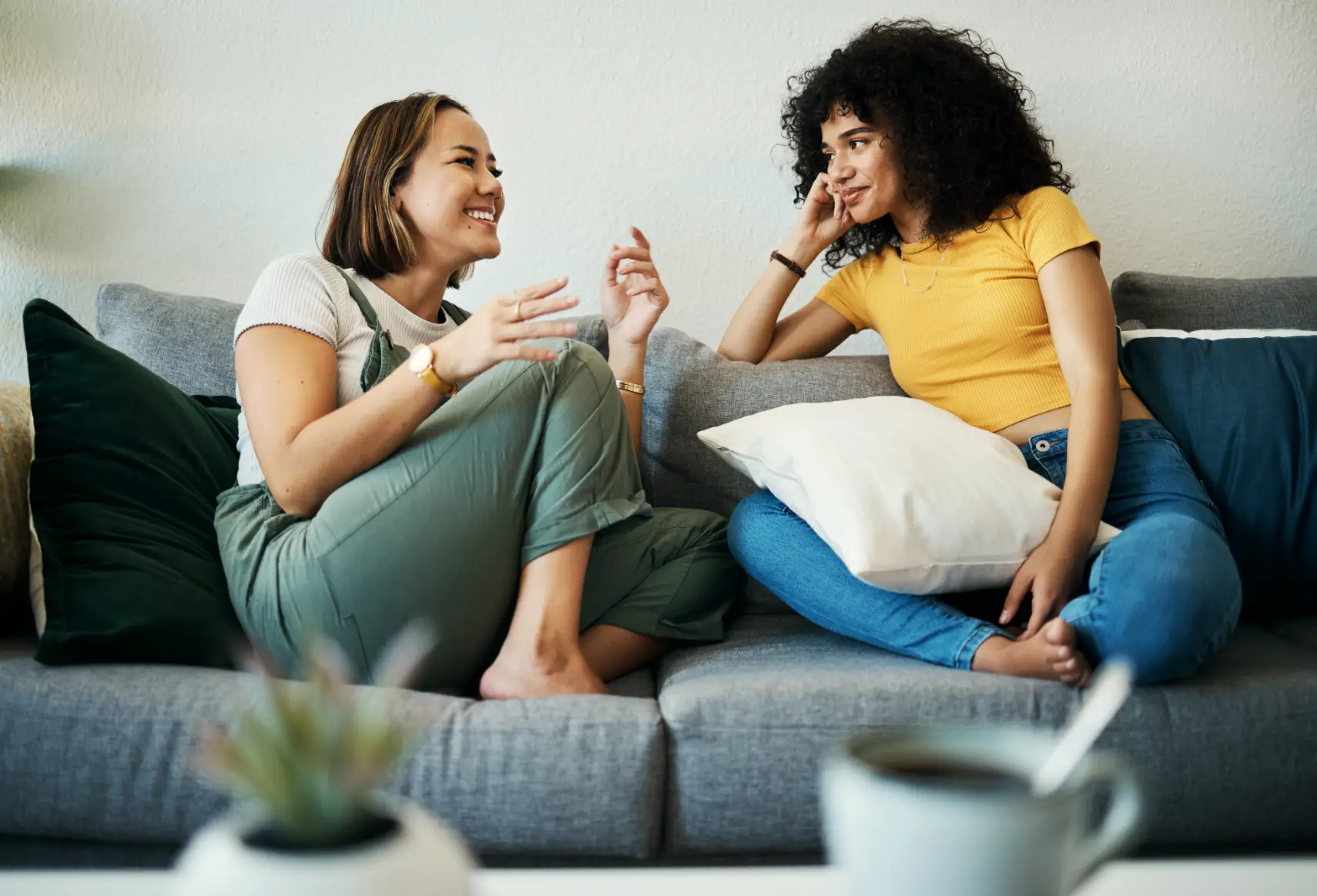 Two women chatting with each other during Interpersonal Group Therapy at Transformation Health Services in Virginia Beach, VA