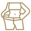 An icon showing a person's slim waist wearing oversized pants, representing weight loss and successful body transformation.