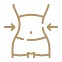 An icon of a human waist with two arrows pointing inward, representing weight loss or slimming.